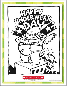 Captain Underpants Happy Underwear Day coloring sheet